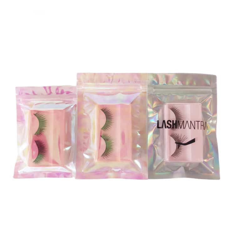 eyelash holographic zip lock bag